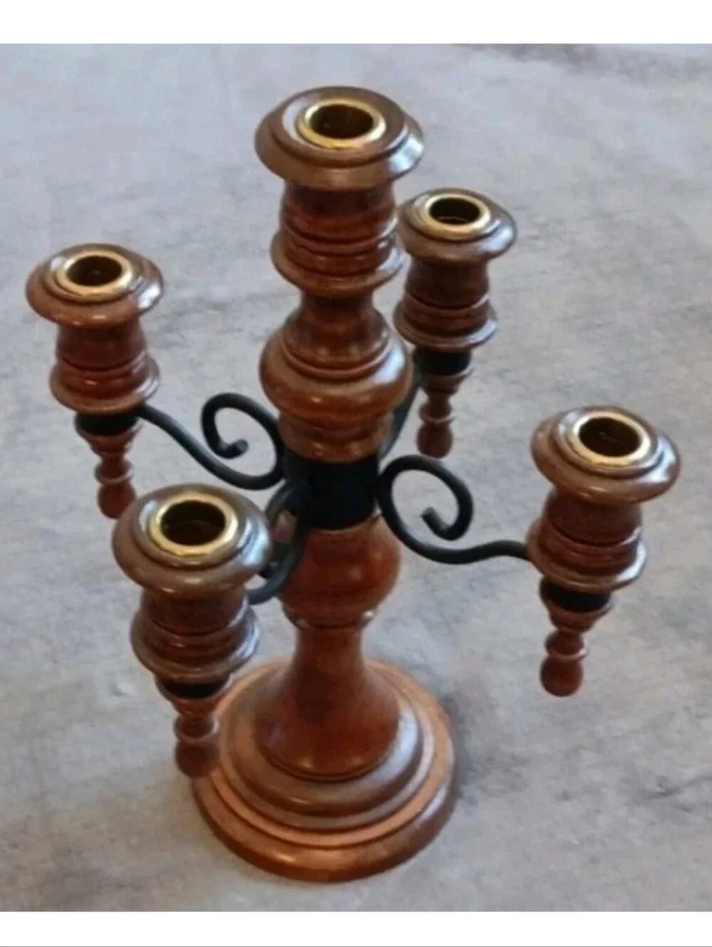 Gothic Edwardian Mid Century Modern Wooden Candelabra Victorian Candle Holder